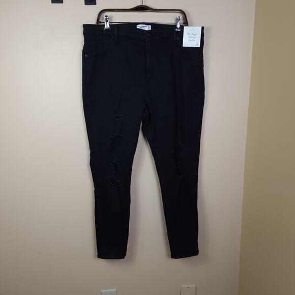 Abercrombie & Fitch Curve Love High Rise Skinny Jeans in Black Size 20W - Picture 1 of 11